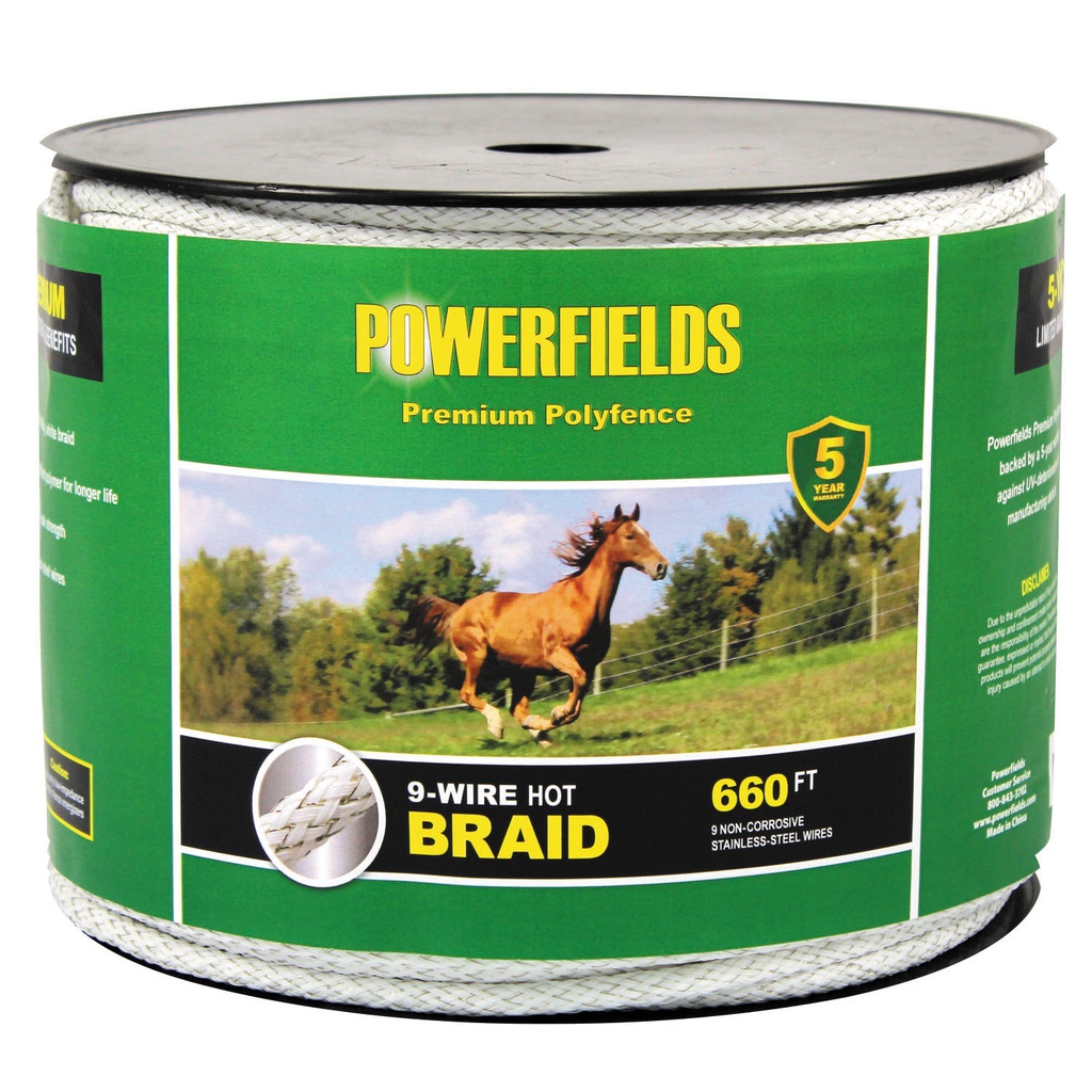 ¼” Hot Braid, 9-Wire | Powerfields